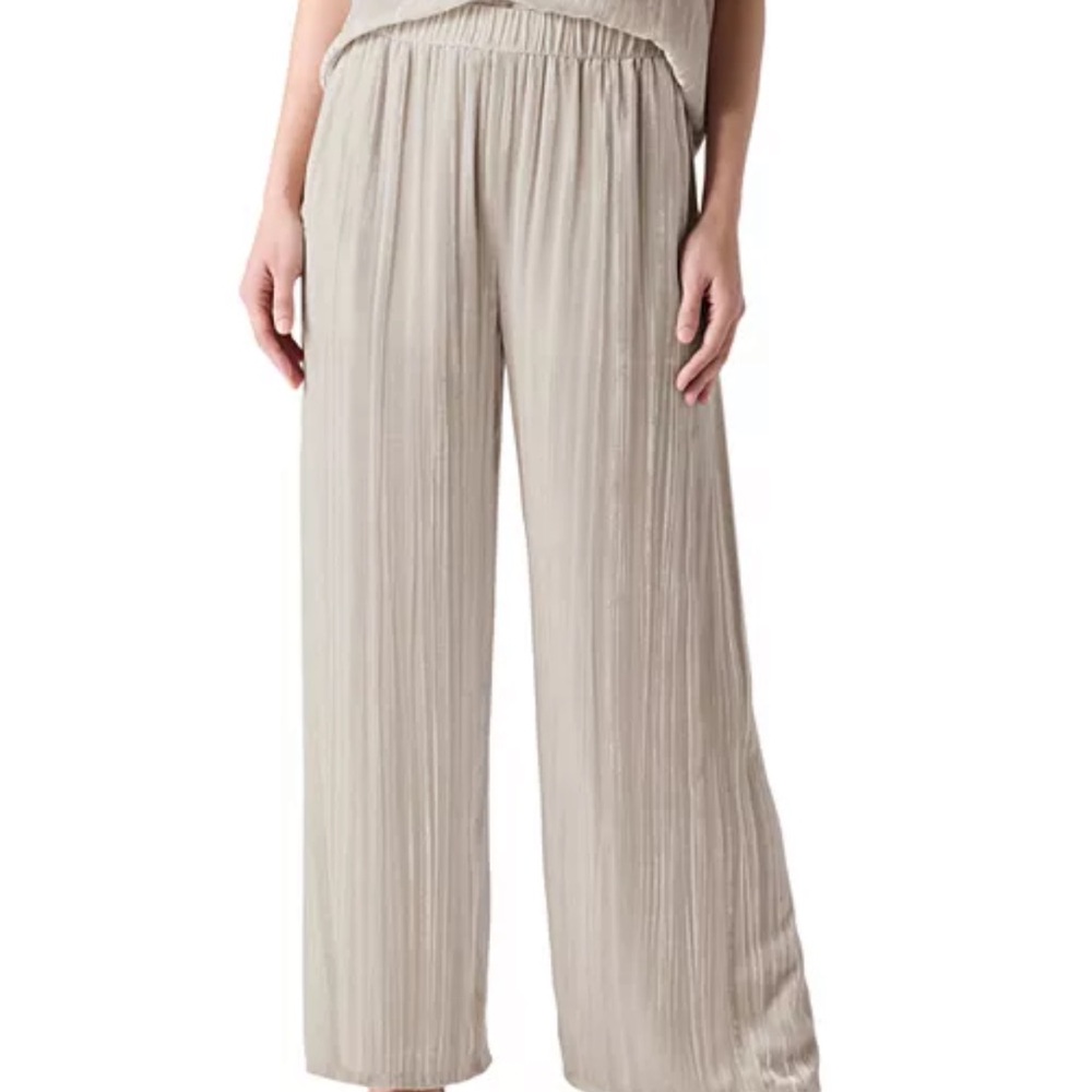 NWT Eileen Fisher Wide Leg Crushed Velvet Ankle Pants (size M) - Picture 3 of 10